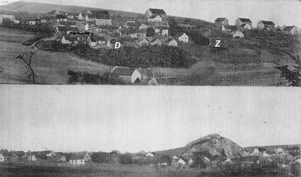 Objekty železnorudného dolu Wenzl (Svatá na pohlednici z roku 1900)